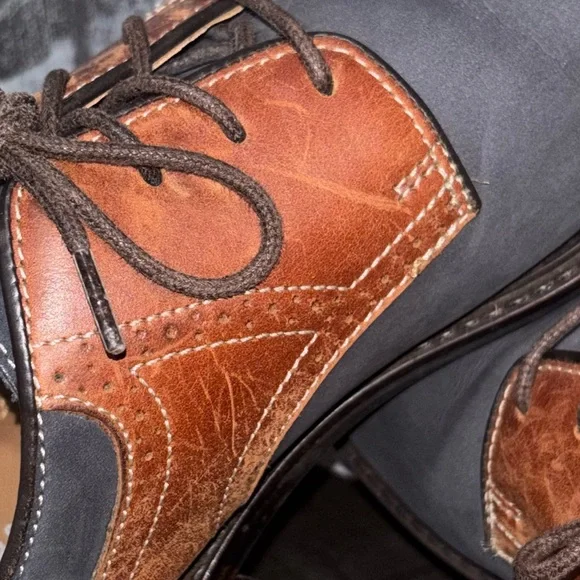 Johnston Murphy Navy Suede Leather Saddle Oxford Mens Dress Shoe Size 11M - Picture 3 of 9